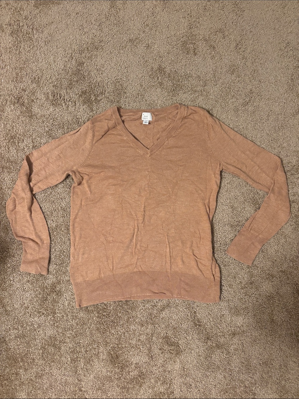 a new day Tan V-Neck Lightweight Sweater